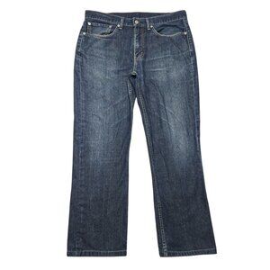 Levis 514 Jeans Mens 34 x 32 Blue Straight Leg Dark Wash Paint Splatter Mid Rise